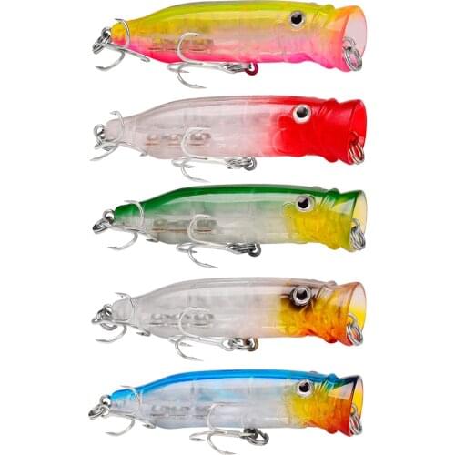 1 Pcs Fishing Lures 7cm/9g Topwater Popper Bait 5 Colors Hard Bait Artificial Wobblers Plastic Fishing Tackle with 8# Hooks