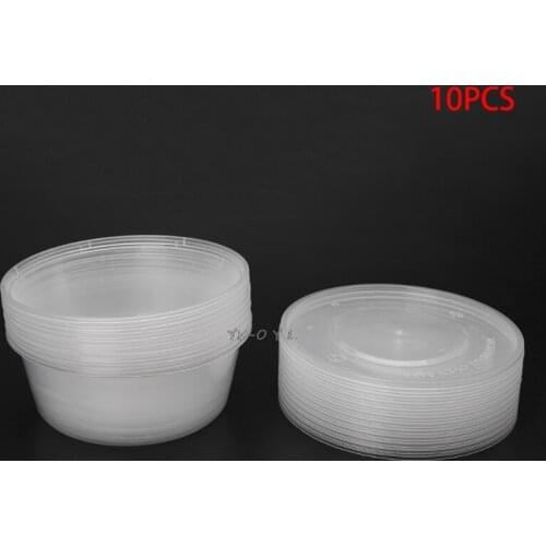 10Pcs Plastic Disposable Lunch Soup Bowl Food Round Container Box With Lids New