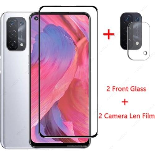 2PCS For OPPO A74 5G Glass for OPPO A74 5G Tempered Glass Film Screen Protector HD Camera Len Film for OPPO A74 4G