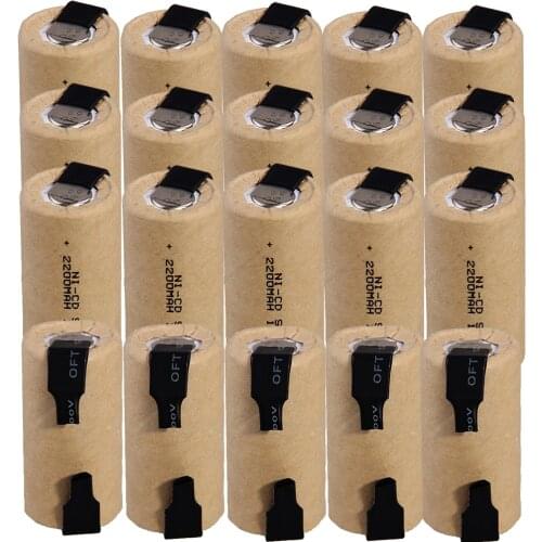 20 pcs SC 2200mah 1.2v battery NICD rechargeable batteries for makita bosch B&D Hitachi metabo dewalt for electric screwdriver