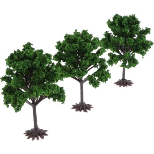 3pcs 10cm Model Tree Architecture Train Railway Wargame Diorama Scene Layout
