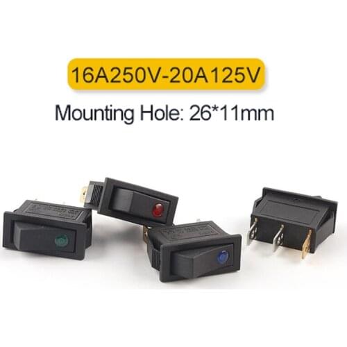 5PCS KCD3 31mmx14mm Rocker Switch 16A/20A 250V/125V Dot Dash Car Van Boat LED Light Toggle Button Switch ON-OFF Power Switch