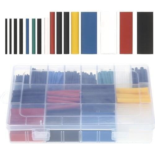 580PCS Assorted 2:1 Polyolefin Heat Shrink Tubing Tube Halogen Free 6 Colors 11 Sizes Sleeving Wrap Wire Cable Kit
