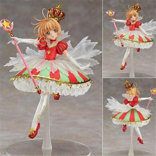 Anime Card Captor Sakura CLEAR CARD Kinomoto Sakura 15th Anniversry Ver. PVC Action Figure Collectible Model Toys Doll 25CM