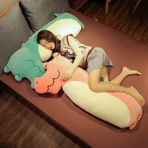 55cm-100cm New Big Crocodile Plush Pillow Soft Stuffed Cartoon Animal Dinosaur Doll Bed Cushion Sleeping Pillow Girlfriend Gifts