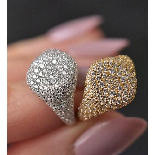 COSYA 100% 925 Sterling Silver Sparkling Full Diamond Square High Quality Simple Cool Ring For Women Cocktail Party Fine Jewelr