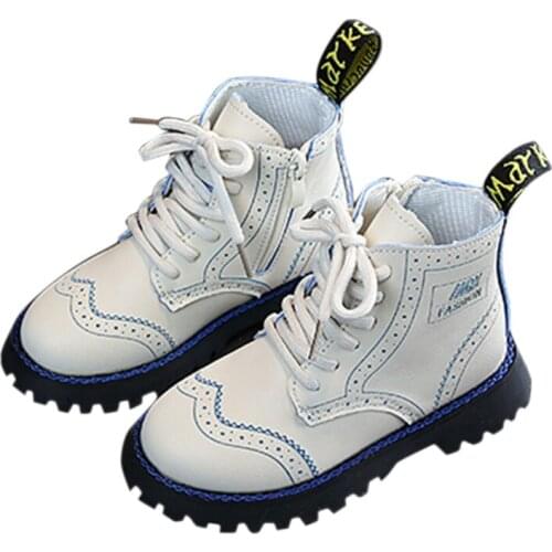 Kids Shoes girls PU Leather Lace Up Vintage High Children Sneakers girl Baby Shoes Sport Autumn Winter Children Shoes