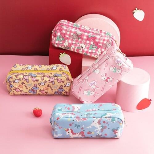 Kawaii Stationery Rabbit Bunny Unicorn Pencil Case For Boys Girls Gift Large Capacity Office Supplies Cosmetic Pen Bag Boxes