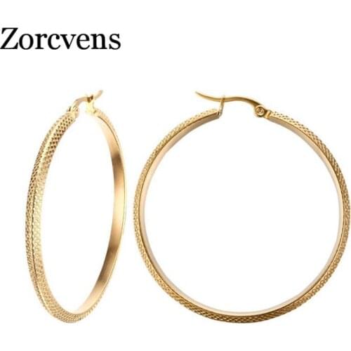 Modyle Hot Sale Gold-Color Big Hoop Earrings Stainless Steel Jewelry High Quality Engagement Earrings Gift
