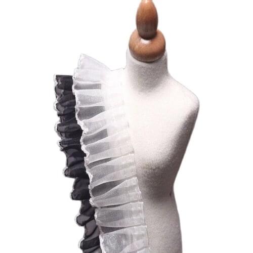 1Yards New Embroidery Lace Fabric Wide 4cm Ribbon White Lace Trim Black Lace Applique Sewing Trimmings For Dresses encajes LA27