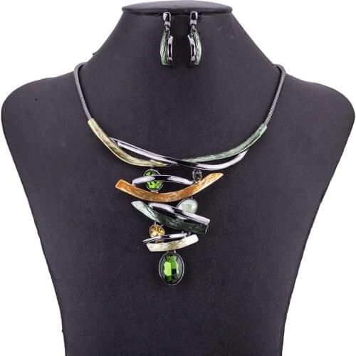 MS1505033 High Quality Jewelry Sets Lead&Nickle Free Spring Fashion Colors Crystal Bling Necklace New Coming Party Gifts