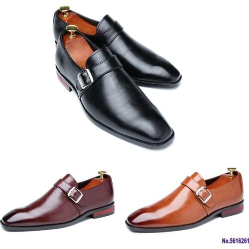 Men Dress Shoes Business Office Buckle Loafers Oxfords Shoes Mens Party Leather Shoes