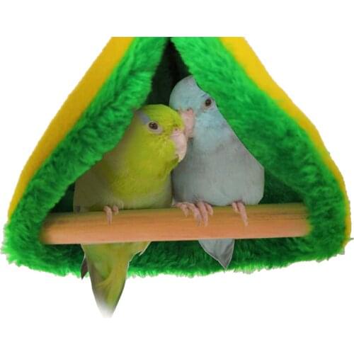 Soft Plush Bird Parrot Hammock Warm Hanging Bed Triangle Square Bird Parrot Nest Pet Cave Cage House For Small Animals 2021