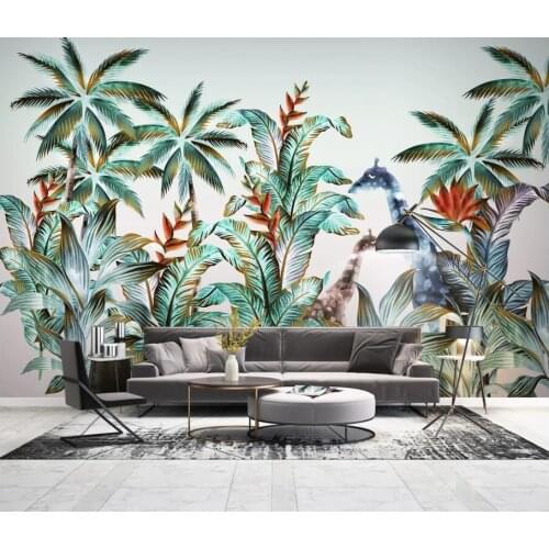 Custom mural 3d photo wallpaper Tropical plant giraffe forest animal landscape living room wallpaper for walls 3 d in rolls