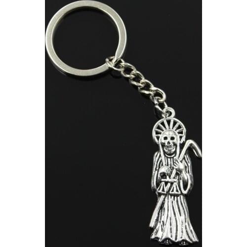 New Fashion Men 30mm Keychain DIY Metal Holder Chain Vintage Grim Reaper Death 51x19mm Silver Color Pendant Gift