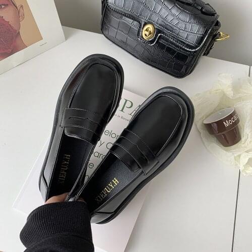 2021 winter new Japanese female jk retro shoes college British style Lok Fu single shoes pedal round toe small leather shoes