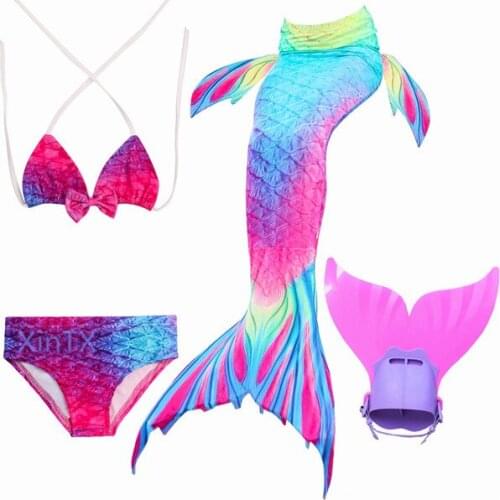 New! Beauty Mermaid Tail Kids Girls Costumes Swimming Mermaid Tail Bikini Swimsuit For Kids Girls Swimwear Fancy Tails Fins