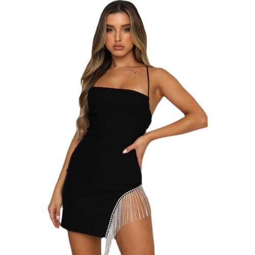 Tassel Sexy Solid Strapless Sleeveless Patchwork Bodycon Dress New Summer Fashion Elegant Senior Club Party Mini Dress