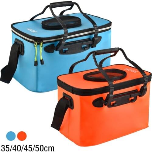 Outdoor Portable Zipper Fishing Bucket Folding EVA Fishing Bag Live Fish Holder Fishing Box Tank