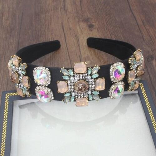 Luxury Baroque fashion headband leopard print pearl geometry court retro headband accessories Temperament headband for women