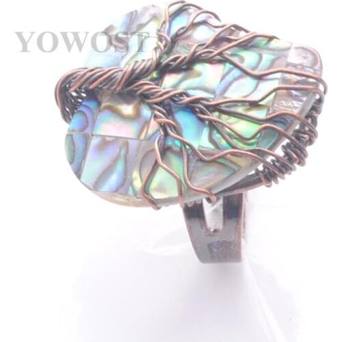 Adjustable Finger Rings For Women Man Jewelry Gift Bronze Wire Wrap Heart Paua Abalone Shell New Zealand Resizable QX3085