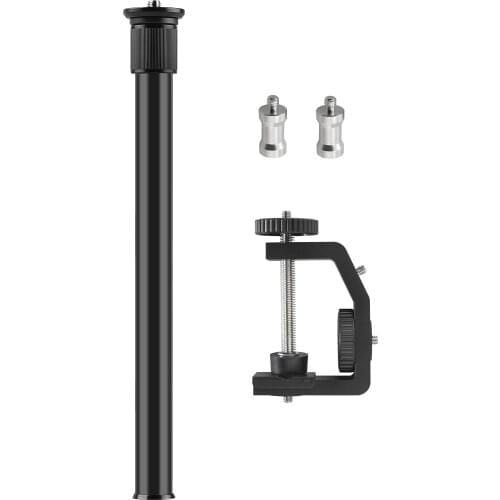Adjustable Tripod Extension Rod + Universal Aluminum Alloy C Clamp with 1/4 Inch Screw Length 33~60cm for Camera Photography