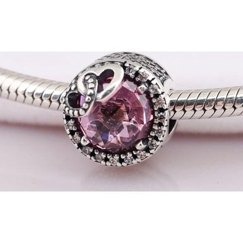 Authentic S925 Silver Bead Charm fit Lady Bracelet Bangle Dazzling Radiant Love linked Hearts DIY Jewelry