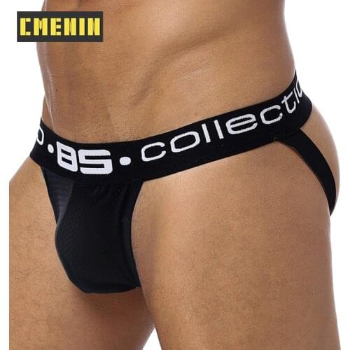 Brand Men Mesh Jockstrap Underwear G-Strings & Thongs Sexy Gay Penis pouch bikini buttocks Hollow thong men underwear