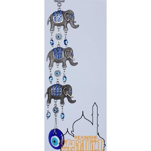 Turkey blue eyed elephant ornaments Muslim peace pendant hanging off evil "evil eye