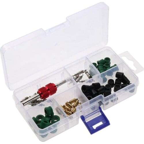 VODOOL 71pcs/set A/C Rubber Gasket+ AC Valve Core+ Remover Tool Assortment Kit Auto Car Air Conditioning Assortment Remover