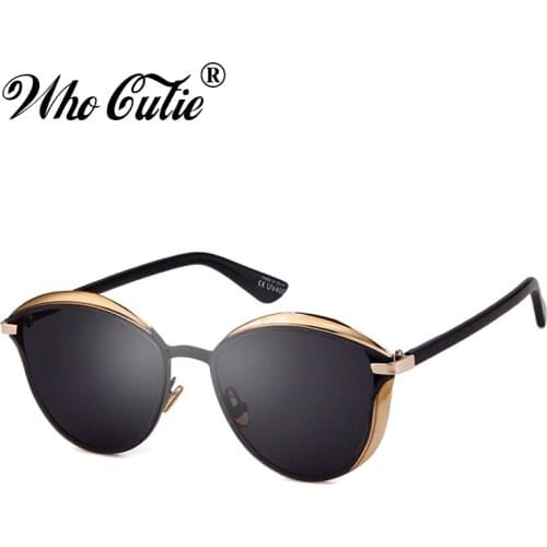 WHO CUTIE 2018 Modern Cat Eye Sunglasses Men Women Luxury Brand Designer Vintage Retro Female Mirror Sun Glasses Shades OM659