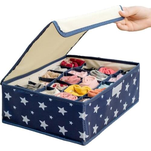 Covered Storage Box Printed Clothing Underwear Organizer Oxford Fabric Storage Bin For Socks Household Closet Storage Bag Case