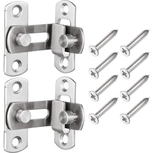 2 Pcs 90 Degree Right Angle Door Latch Hasp Bending Latch Buckle Bolt Sliding Lock Barrel Bolt for Doors and Window