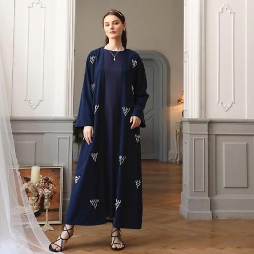 Women Maxi Dresses Abayas for Women Muslim Dress Diamonds Long Dress Female Arabian Islamic Muslim Robes Kaftan Dubai Clothing