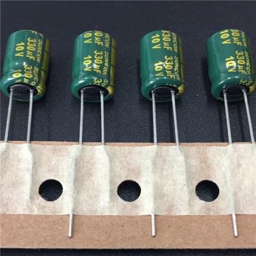 10pcs 330uF 10V SUNCON(SANYO) AX series 8x11.5mm 10V330uF Low Impedance LongLife Electrolytic Capacitor