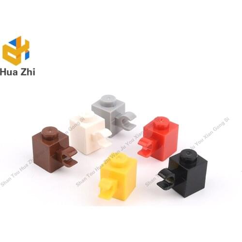10PCS 60476 Brick Special 1 x 1 with Clip HorizontalBuilding Blocks Parts MOC DIY Education Build Toys Brick