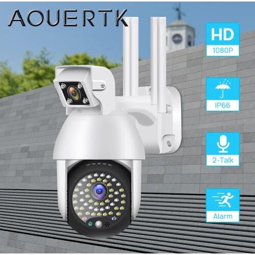 1080P Auto-Tracking Samrt Outdoor Security WIFI Dome Camera Dual-lens Audible Alarm PTZ 4X Digital Zoom PIP CCTV Surveillance