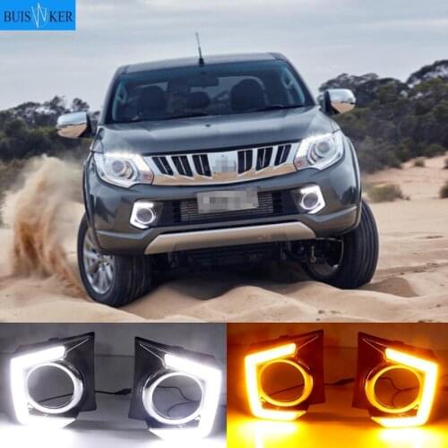 2Pcs Car LED Daytime Running Light DRL Lamp For Mitsubishi Triton L200 2015 2016 2017 2018 Dimming Function Fog lamp