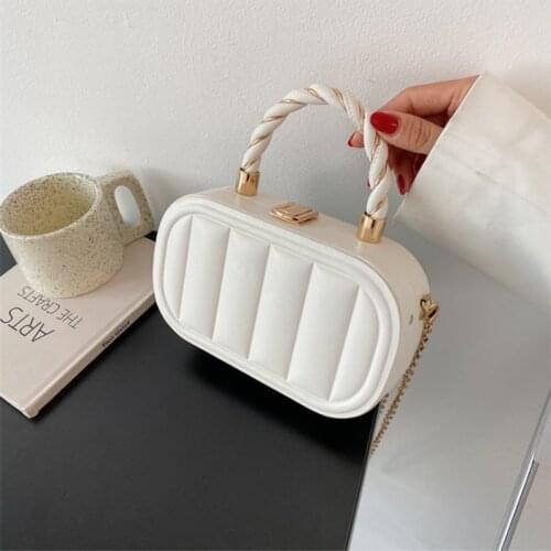 2021 Fancy Style Small Femal New Trendy Woven Portable Box Shaped Bag Make Up Chain Shoulder Strap Messenger Bag