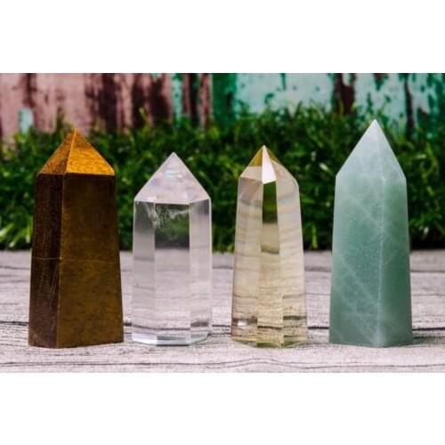 4pcs Clear Quartz Point,Green Aventurine Quartz,Citrine Quartz,Tiger Eye Tower