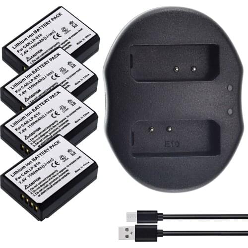 4x LP-E10 Battery + DUAL Charger for Canon Rebel T3/T5/T6/T7 Camera LP-E10 LPE10