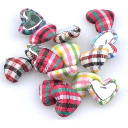 50PCS Cloth flatback Heart Cabochons Scrapbook Craft 15mm DIY buttons Scrapbooking decor Headwear accessories CP1564