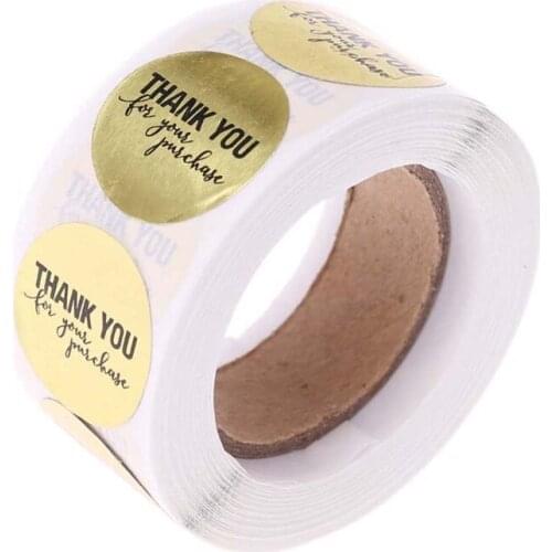 500pcs Round Gold Thank You for Your Purchase Stickers Seal Labels Scrapbooking