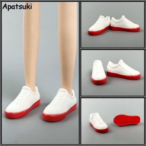 White Red Flat Fashion Doll Shoes for Barbie Doll Sneakers for Blythe Dolls Accessories Playhouse Kids Toys 1/6 DIY