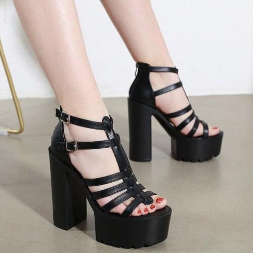 White sandals for women Platform Shoes square heels Casual Shoes high heels 2021 summer heels sandalias gladiador sandals women