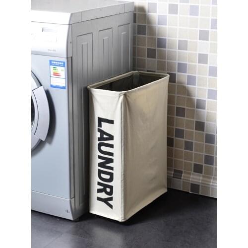 Household dirty clothes box storage basket fabric narrow high folding dirty dormitory with wheel laundry