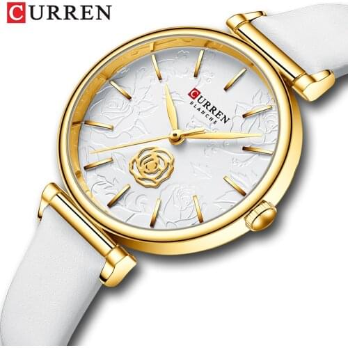 2020 New CURREN Top Brand Sports Women Watches Leather Strap Wristwatch For Women Rose Clock Stylish Quartz Ladies Clock Gift