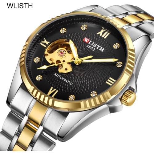 WLISTH 2021 Watch Men Automatic Mechanical Watches Tourbillon Clock Male Fashion Full Steel Luminous Business Relogio Masculino