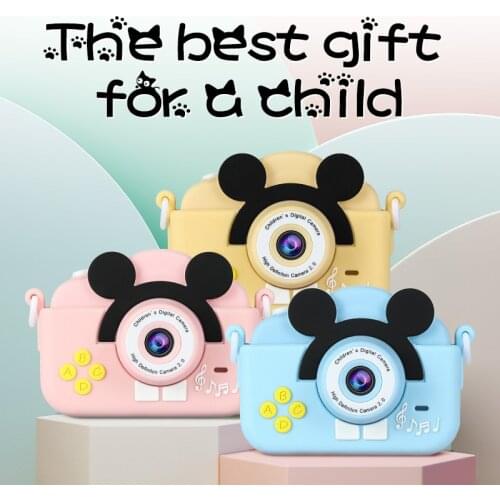 Children Camera Kids 32G Cute Toy Cat Mini Digital Camera IPS Screen Education Toys For Kids Camera for Children Birthday Gift