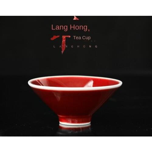 Jingdezhen Lang Black Tea Cup Handmade Bucket Cup Yunhuatang Red Glaze Tea Cup Each Is Different Orphan Master Cup Teacups